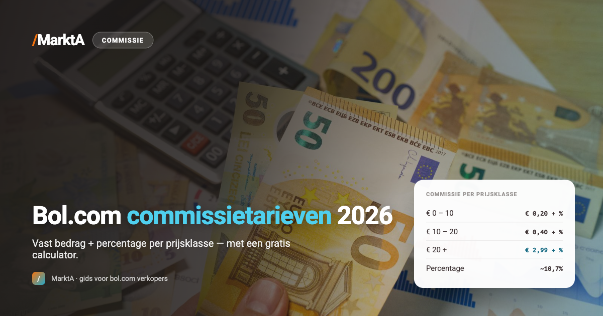 Eurobiljetten met een rekenmachine — bol.com commissietarieven berekenen