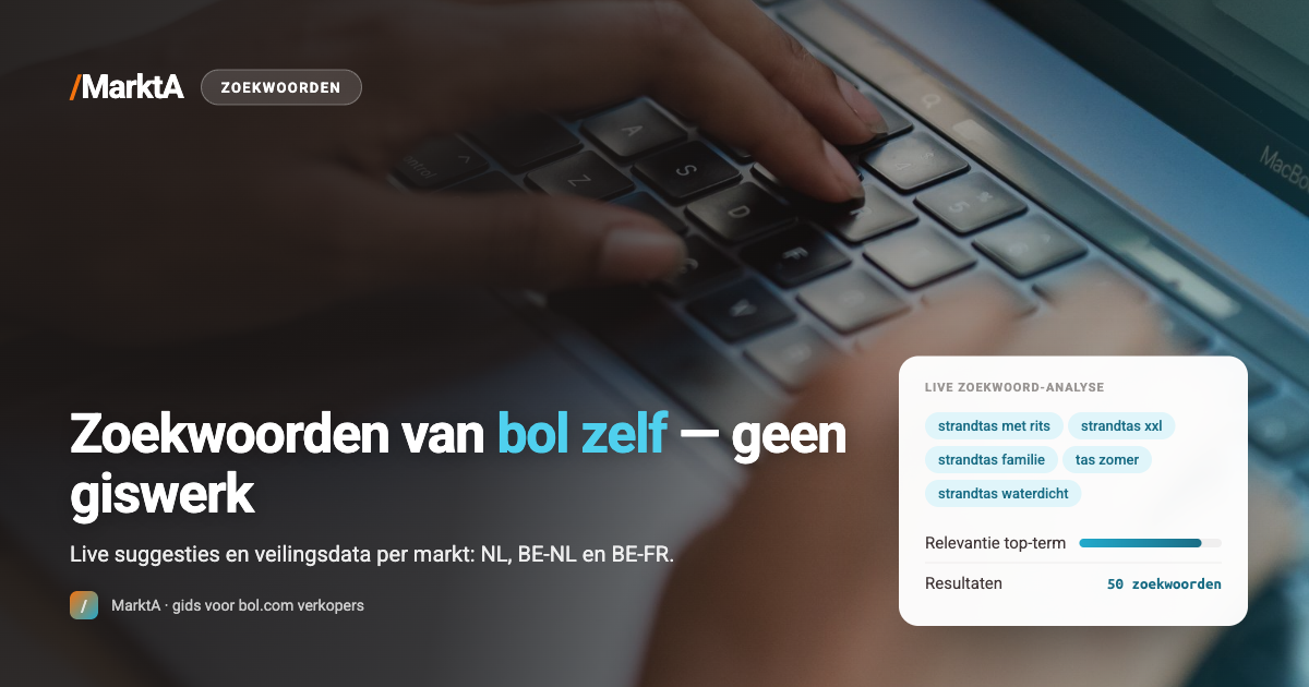 Lijst met bol.com zoekwoordsuggesties met relevantiescores en vraagindicatoren